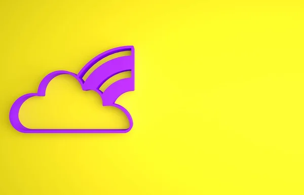 Arco Iris Púrpura Con Nubes Icono Aislado Sobre Fondo Amarillo —  Fotos de Stock