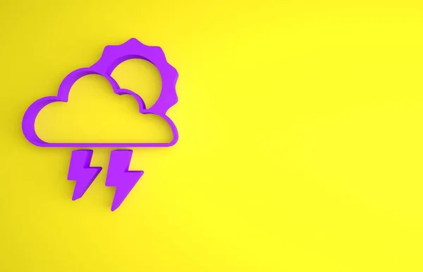 Icono Tormenta Púrpura Aislado Sobre Fondo Amarillo Nube Con Rayo —  Fotos de Stock