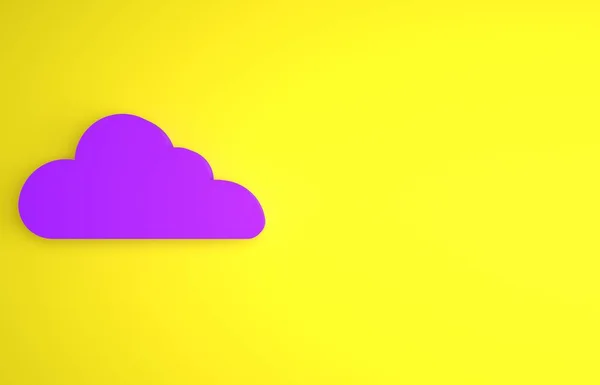 Icono Nube Púrpura Aislado Sobre Fondo Amarillo Concepto Minimalista Ilustración —  Fotos de Stock