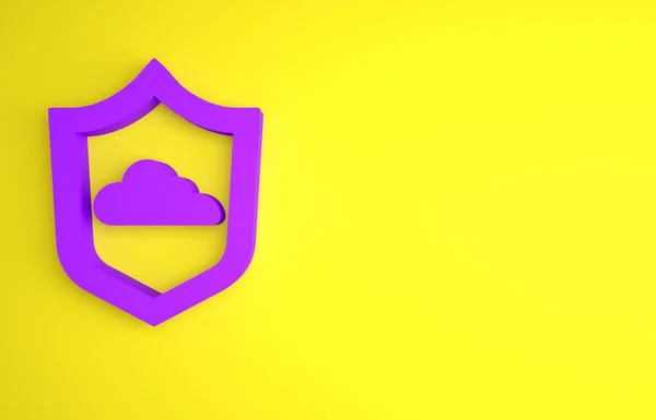 黄色の背景に分離された紫色の天気予報アイコン 最小限の概念 3Dレンダリング図 — ストック写真
