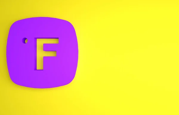 Purple Fahrenheit Icon Isolated Yellow Background Minimalism Concept Render Illustration — Stock Photo, Image