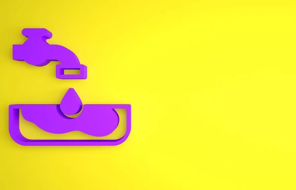Фиолетовый Значок Проблемы Воды Выделен Желтом Фоне Бедные Страны Экологических — стоковое фото