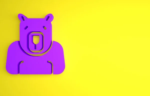 Icono Cabeza Del Oso Polar Púrpura Aislado Sobre Fondo Amarillo — Foto de Stock