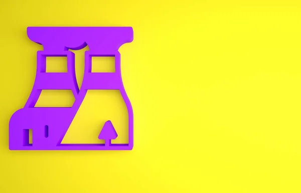 Фиолетовый Значок Аэс Изолирован Желтом Фоне Энергетическая Промышленная Концепция Концепция — стоковое фото
