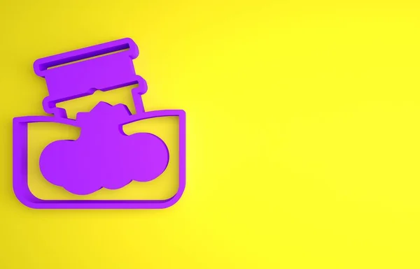 Fioletowa Ikona Wycieku Oleju Baryłkowego Izolowana Żółtym Tle Koncepcja Minimalizmu — Zdjęcie stockowe