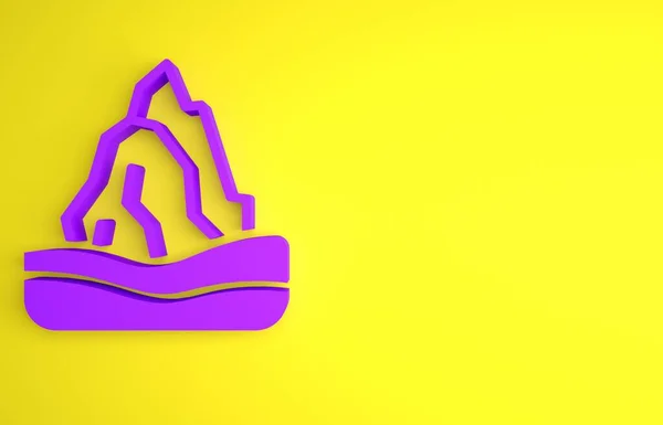 Purple Iceberg Icon Isolated Yellow Background Minimalism Concept Render Illustration — Stock Photo, Image