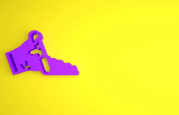 紫色断壶图标孤立在黄色背景 最低纲领的概念 3D渲染说明 — 图库照片