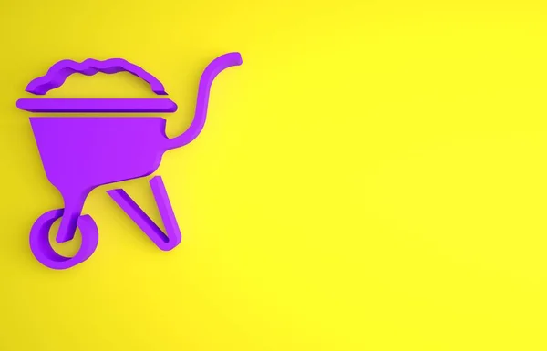 Фиолетовая Тачка Пиктограммой Желтом Фоне Инструментальное Оборудование Сельское Хозяйство Колесо — стоковое фото