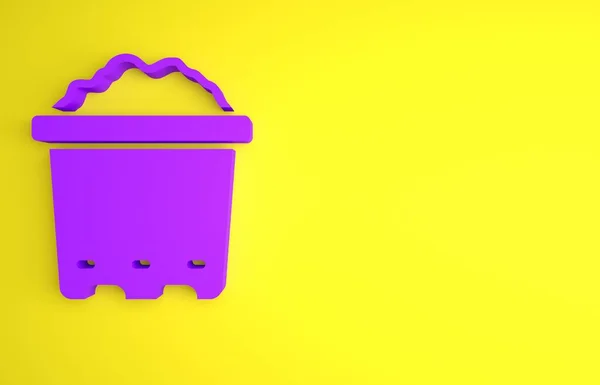 Maceta Púrpura Con Icono Suelo Aislado Sobre Fondo Amarillo Concepto — Foto de Stock