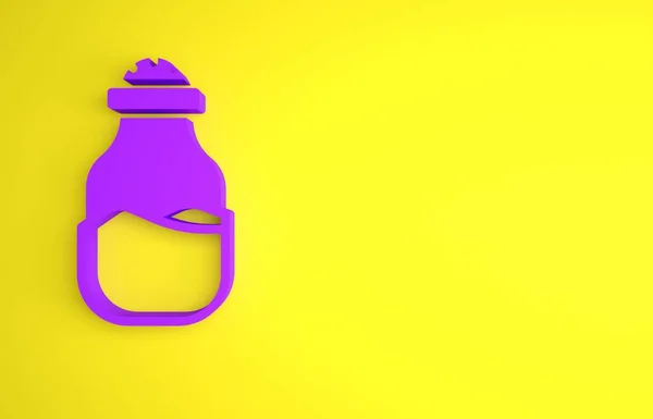 Фіолетова Спеція Банці Ізольована Жовтому Тлі Колекція Приправ Спайс Приправи — стокове фото