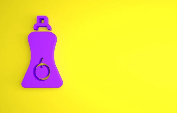 Фіолетова Пляшка Соусу Ізольована Жовтому Тлі Кетчуп Гірчиця Пляшки Майонезу — стокове фото