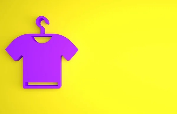 Purple Shirt Icon Isolated Yellow Background Minimalism Concept Render Illustration — Stock Photo, Image