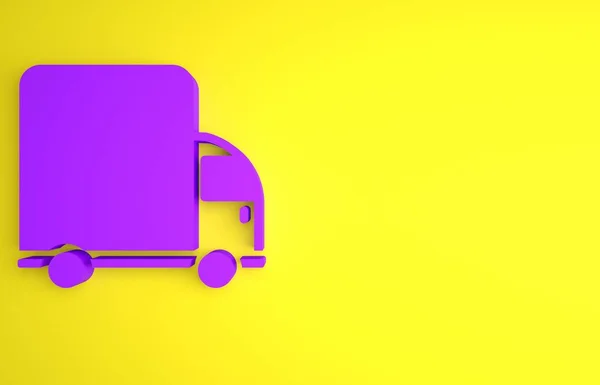 Фіолетова Піктограма Вантажного Автомобіля Delivery Ізольована Жовтому Тлі Концепція Мінімалізму — стокове фото