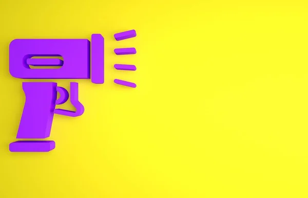 Фіолетовий Сканер Сканування Значок Штрих Коду Ізольовано Жовтому Тлі Наклейка — стокове фото