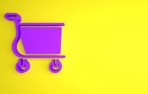 Purple Icono Del Carrito Compras Aislado Sobre Fondo Amarillo Concepto — Foto de Stock