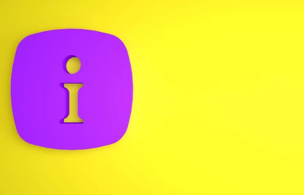 Icono Información Púrpura Aislado Sobre Fondo Amarillo Concepto Minimalista Ilustración —  Fotos de Stock