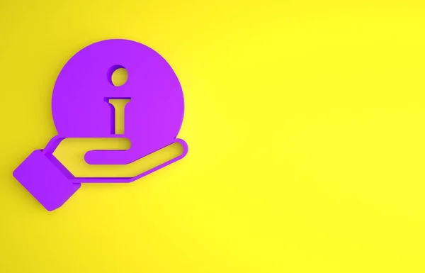 Icono Información Púrpura Aislado Sobre Fondo Amarillo Concepto Minimalista Ilustración — Foto de Stock
