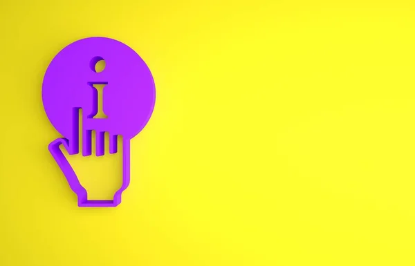 Purple Information Icon Isolated Yellow Background Minimalism Concept Render Illustration — Stock Photo, Image