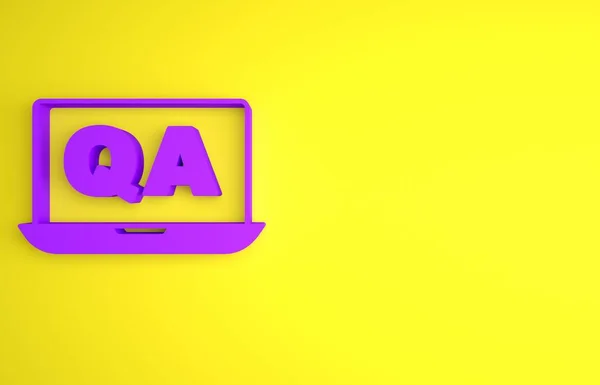 Purple Speech Bubliny Ikonou Otázka Odpověď Izolované Žlutém Pozadí Symbol — Stock fotografie