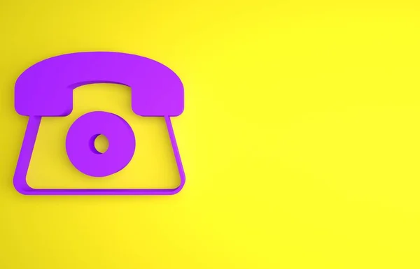 Μωβ Τηλέφωνο Ώρες Εικόνα Υποστήριξης Απομονώνονται Κίτρινο Φόντο Τηλεφωνικό Κέντρο — Φωτογραφία Αρχείου