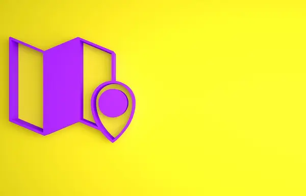 Mapa Plegado Púrpura Con Icono Marcador Ubicación Aislado Sobre Fondo —  Fotos de Stock