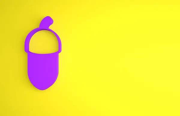 Icono Acorn Púrpura Aislado Sobre Fondo Amarillo Concepto Minimalista Ilustración — Foto de Stock
