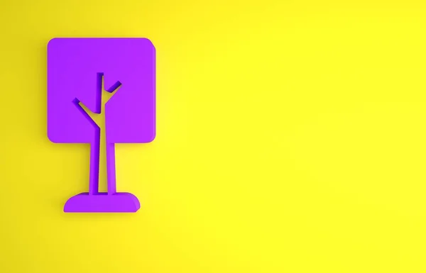 Lila Baum Symbol Isoliert Auf Gelbem Hintergrund Symbol Wald Minimalismus — Stockfoto