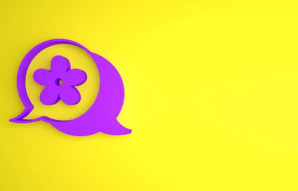 Ikona Purple Flower Izolované Žlutém Pozadí Minimalismus Vykreslování — Stock fotografie