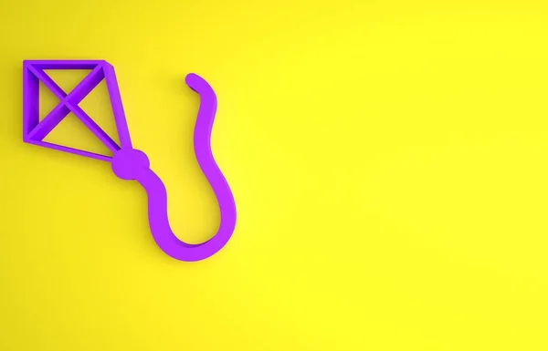 Μοβ Kite Εικονίδιο Απομονώνονται Κίτρινο Φόντο Μινιμαλιστική Έννοια Εικονογράφηση — Φωτογραφία Αρχείου