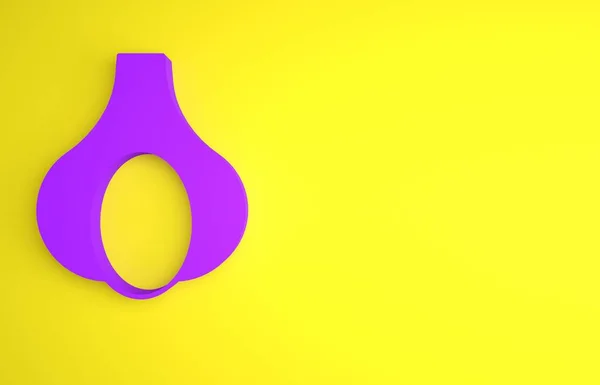 Icono Ajo Púrpura Aislado Sobre Fondo Amarillo Concepto Minimalista Ilustración — Foto de Stock