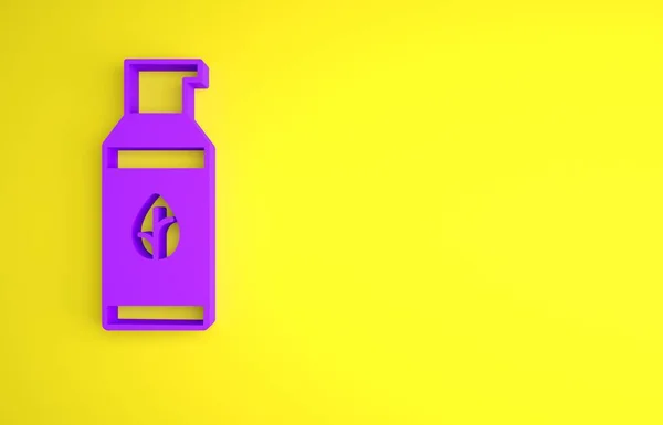 Paars Biologische Cosmetische Icoon Geïsoleerd Gele Achtergrond Lichaamsverzorging Minimalisme Concept — Stockfoto