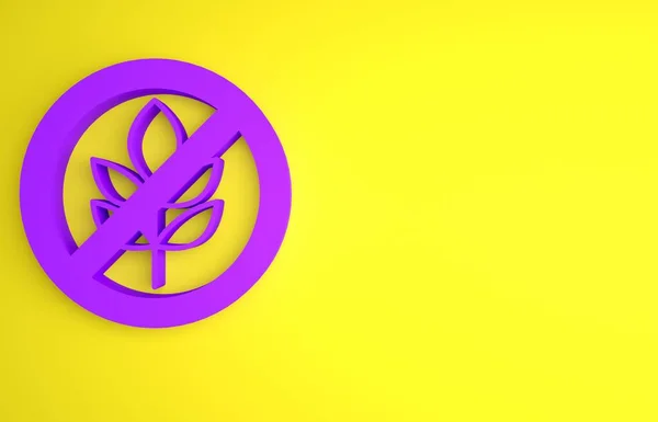 Фіолетова Піктограма Вільного Зерна Глютену Ізольована Жовтому Тлі Немає Знаку — стокове фото