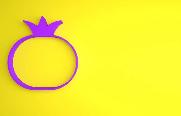 Піктограма Фіолетового Помідора Ізольована Жовтому Тлі Концепція Мінімалізму Ілюстрація Рендеринга — стокове фото