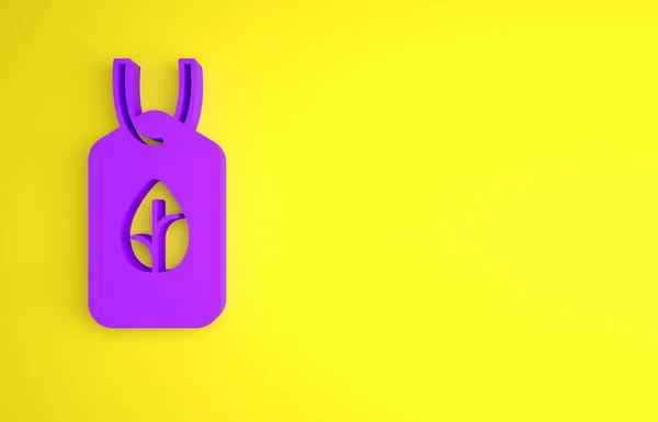 Фиолетовый Веганская Диета Значок Изолирован Желтом Фоне Органический Биологический Эко — стоковое фото