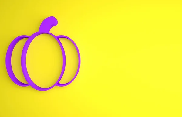 Icono Calabaza Púrpura Aislado Sobre Fondo Amarillo Feliz Fiesta Halloween — Foto de Stock
