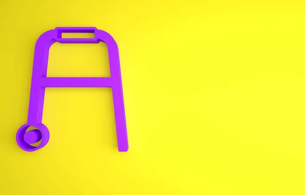 Purple Walker Voor Gehandicapten Pictogram Geïsoleerd Gele Achtergrond Minimalisme Concept — Stockfoto