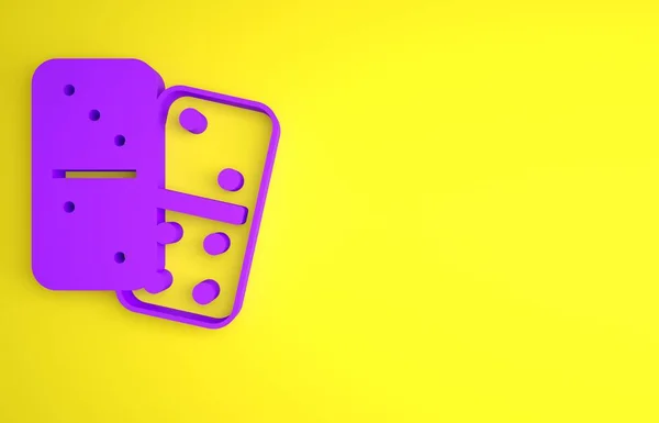 Purple Domino Icon Isolated Yellow Background Minimalism Concept Render Illustration — Stock Photo, Image