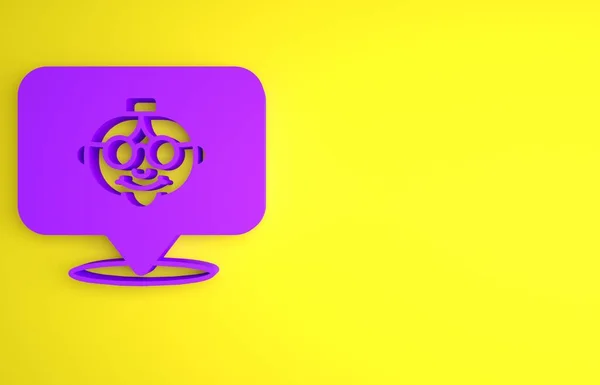 紫色的祖母图标孤立在黄色的背景上 最低纲领的概念 3D渲染说明 — 图库照片