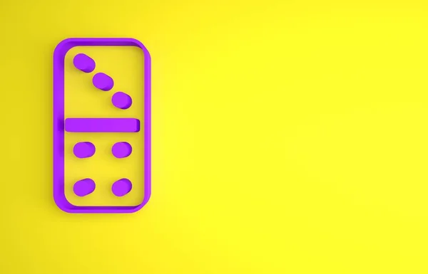 Μοβ Εικονίδιο Domino Απομονωμένο Κίτρινο Φόντο Μινιμαλιστική Έννοια Εικονογράφηση — Φωτογραφία Αρχείου