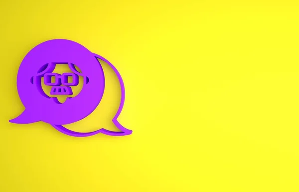Icono Del Abuelo Púrpura Aislado Sobre Fondo Amarillo Concepto Minimalista — Foto de Stock