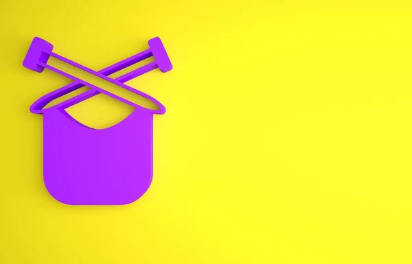 Purple Icono Punto Aislado Sobre Fondo Amarillo Emblema Lana Con —  Fotos de Stock