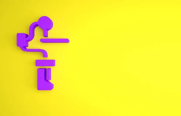 黄色の背景に隔離されたカメラアイコンのための紫色のジンバル安定化 最小限の概念 3Dレンダリング図 — ストック写真