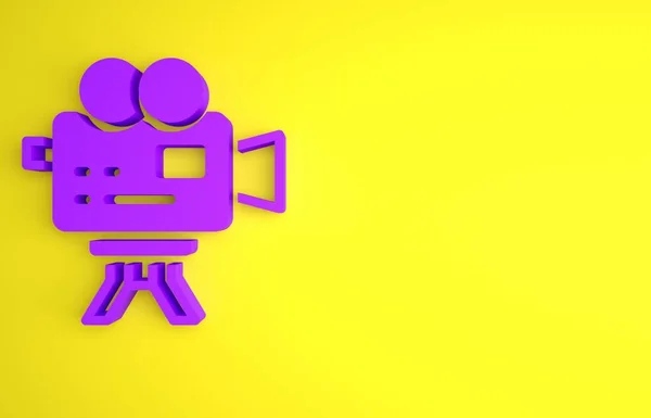 Lila Retro Kino Kamera Symbol Isoliert Auf Gelbem Hintergrund Videokamera — Stockfoto