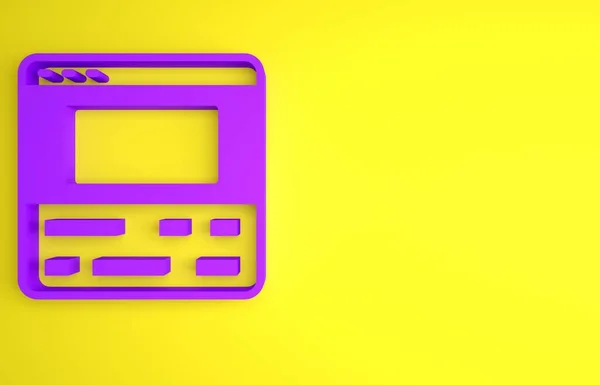 Fioletowy Rejestrator Wideo Lub Edytor Oprogramowania Ikonie Laptopa Izolowane Żółtym — Zdjęcie stockowe