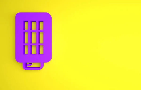 Lâmpada Estúdio Roxo Ícone Softbox Isolado Fundo Amarelo Projeto Reflexão — Fotografia de Stock