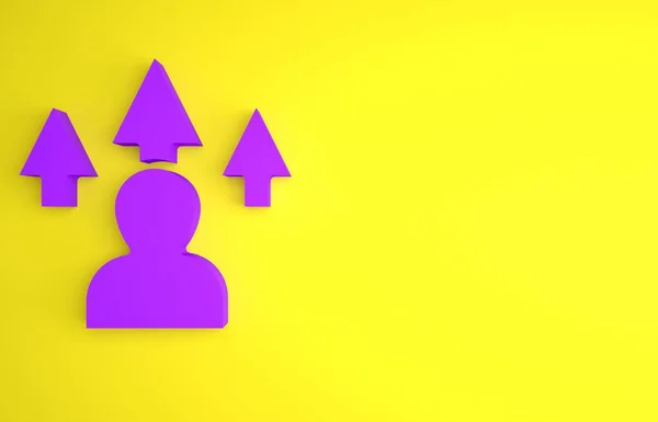 紫色のWebデザインと黄色の背景に隔離されたフロントエンド開発アイコン 最小限の概念 3Dレンダリング図 — ストック写真