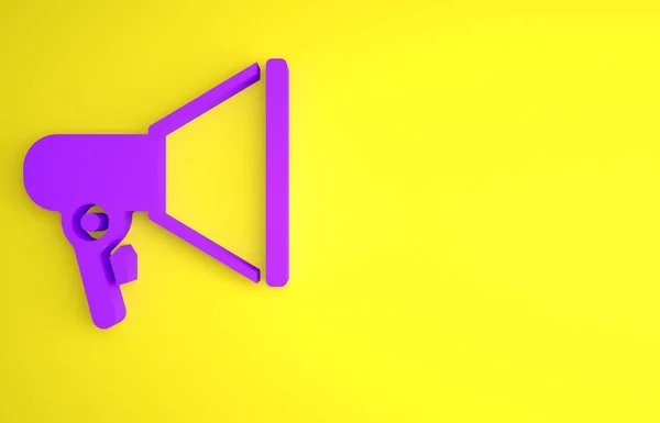 Фіолетова Піктограма Megaphone Ізольована Жовтому Тлі Знак Доповідача Концепція Мінімалізму — стокове фото