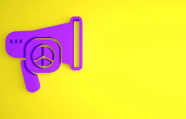 Paarse Vrede Pictogram Geïsoleerd Gele Achtergrond Hippie Symbool Van Vrede — Stockfoto