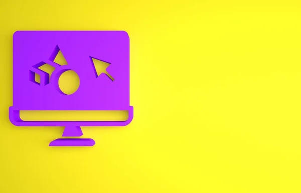 Фіолетова Піктограма Програмного Забезпечення Принтера Ізольована Жовтому Тлі Друк Концепція — стокове фото