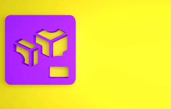 Purple Printer Icon Isolated Yellow Background Printing Minimalism Concept Render — Stock Photo, Image